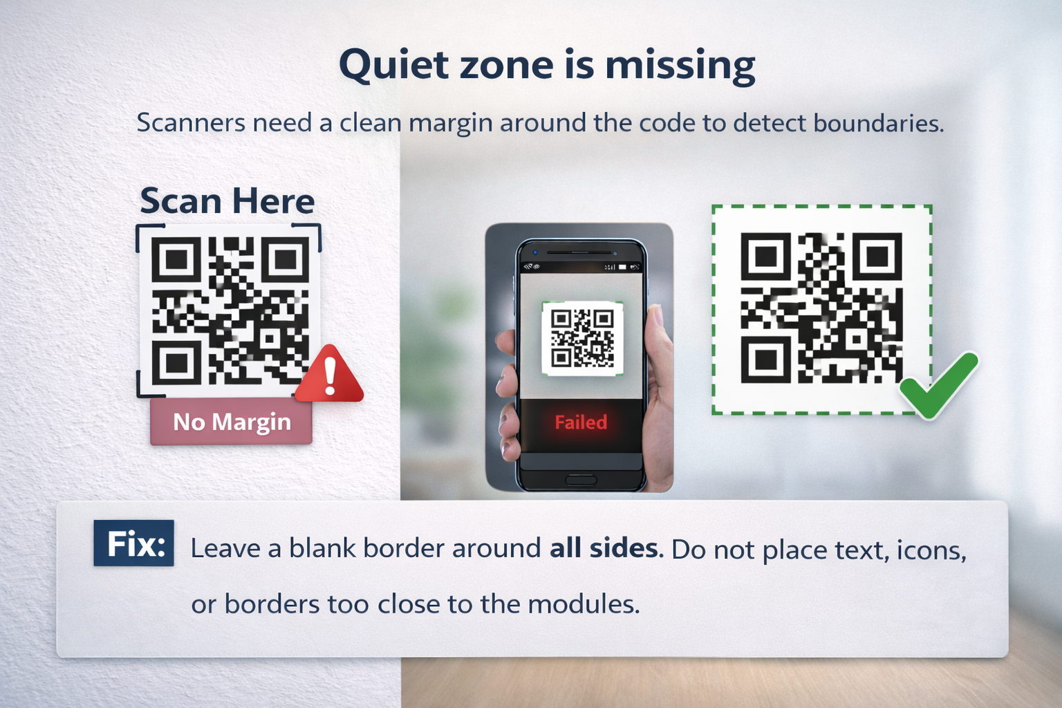 Example of a QR code without enough quiet zone around it